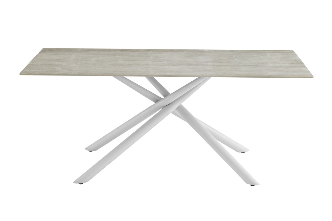 ARIA DINING TABLE 200x100x76CM, CERAMIC TOP - LIGHT BRN