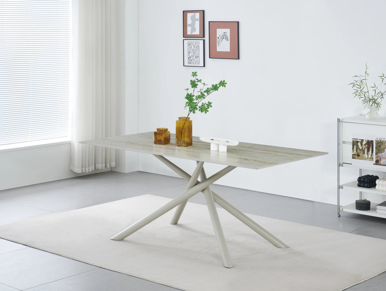 ARIA DINING TABLE 200x100x76CM, CERAMIC TOP - LIGHT BRN