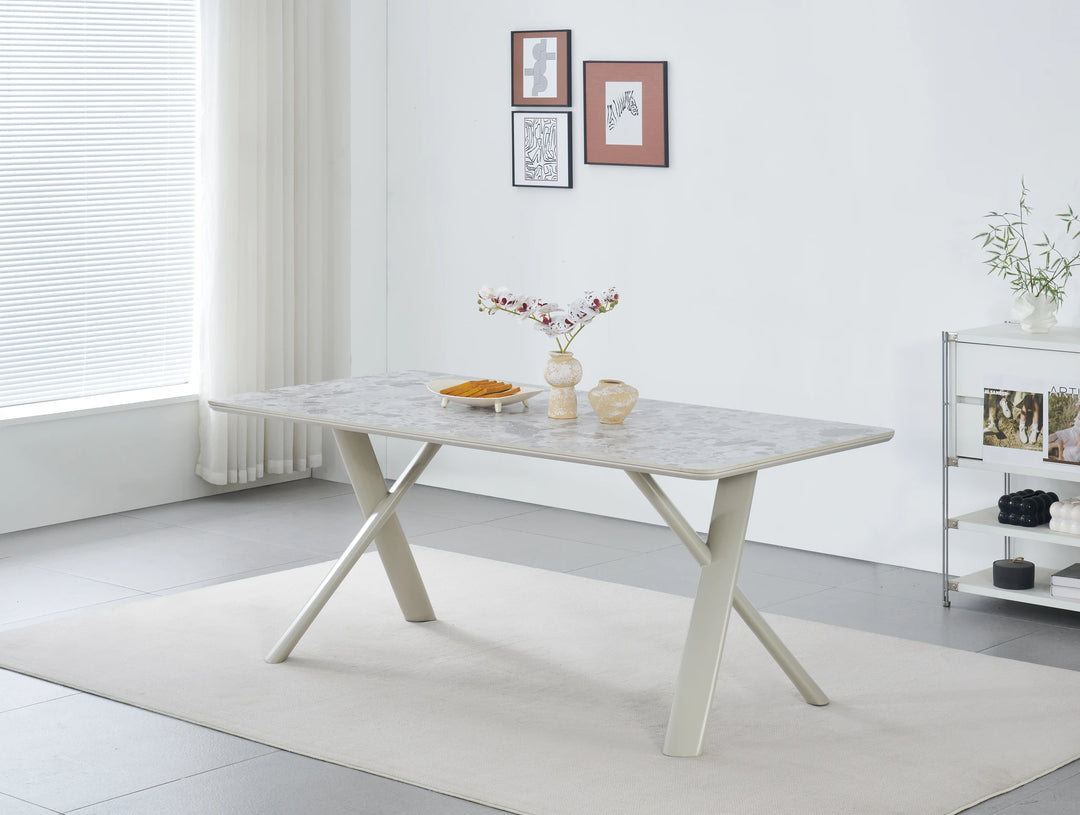 HANNAH DINING TABLE 180x90x76CM, CERAMIC TOP - BEIGE