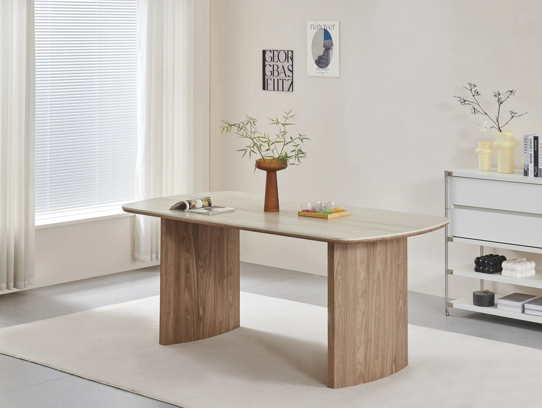 LILLIAN DINING TABLE 180x90x76CM, CERAMIC - LIGHT BRN