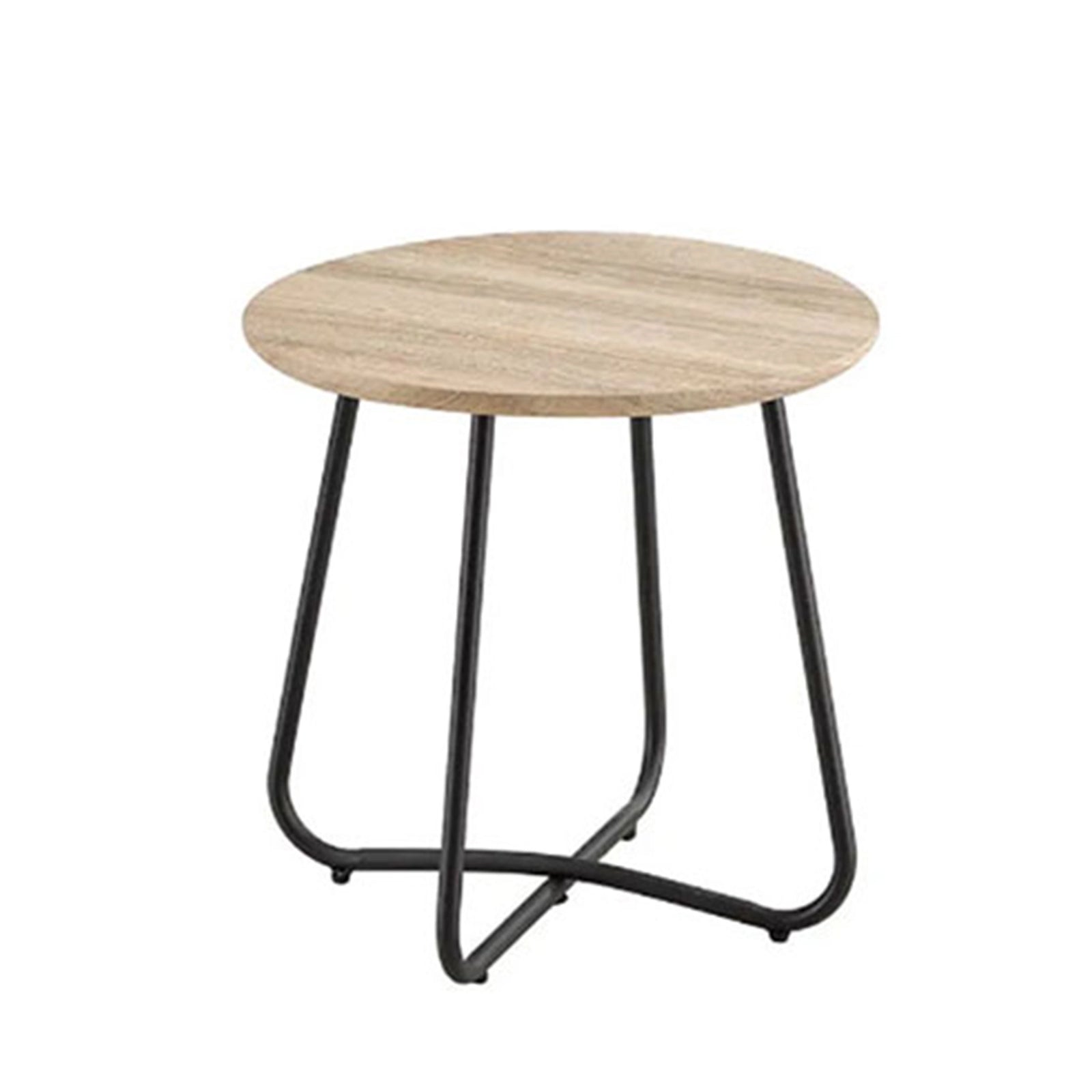 EMMA SIDE TABLE 18MM WOOD GRAIN MDF+METAL LEG Ø 45CM H 50CM LIGHT BROWNترابيذه