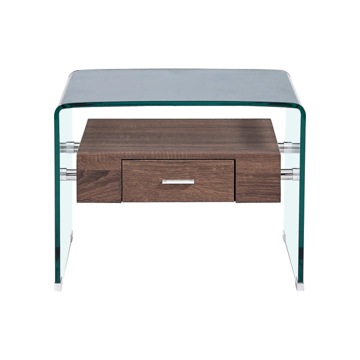 Claudia Side Table Clear Glass + Walnut
