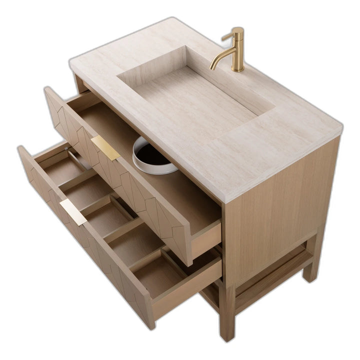 SARAH BATH CABINET WITH CERAMIC BASIN 100X52CM, OAK
