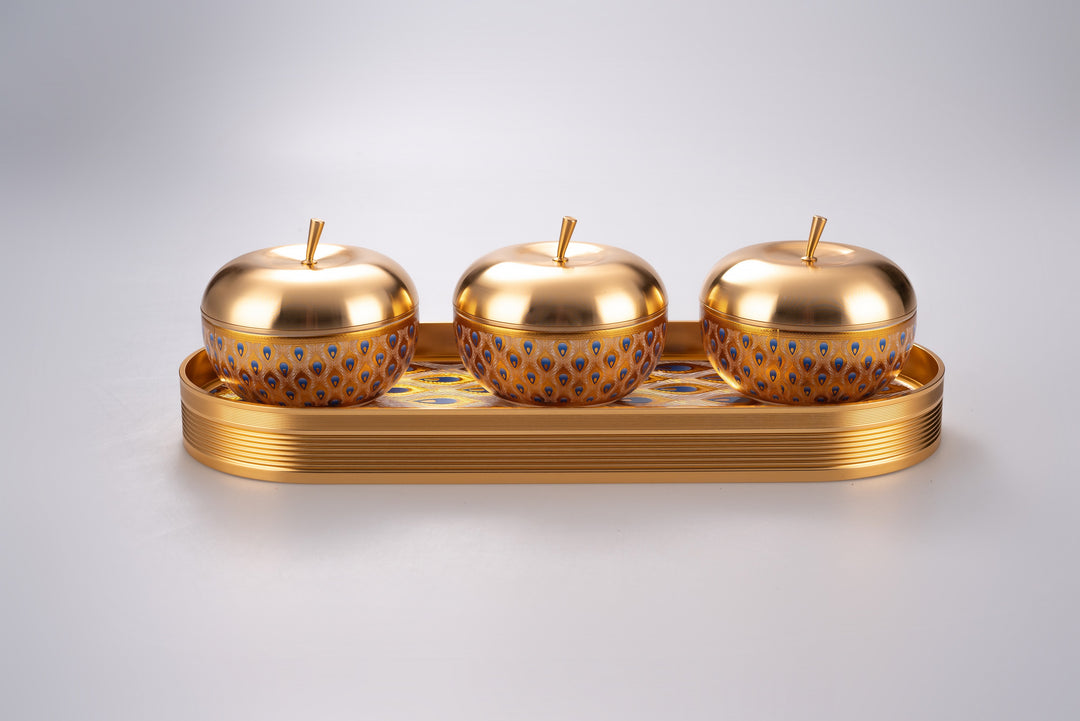 Andrea Candy Bowl with Glass Tray Set of 4