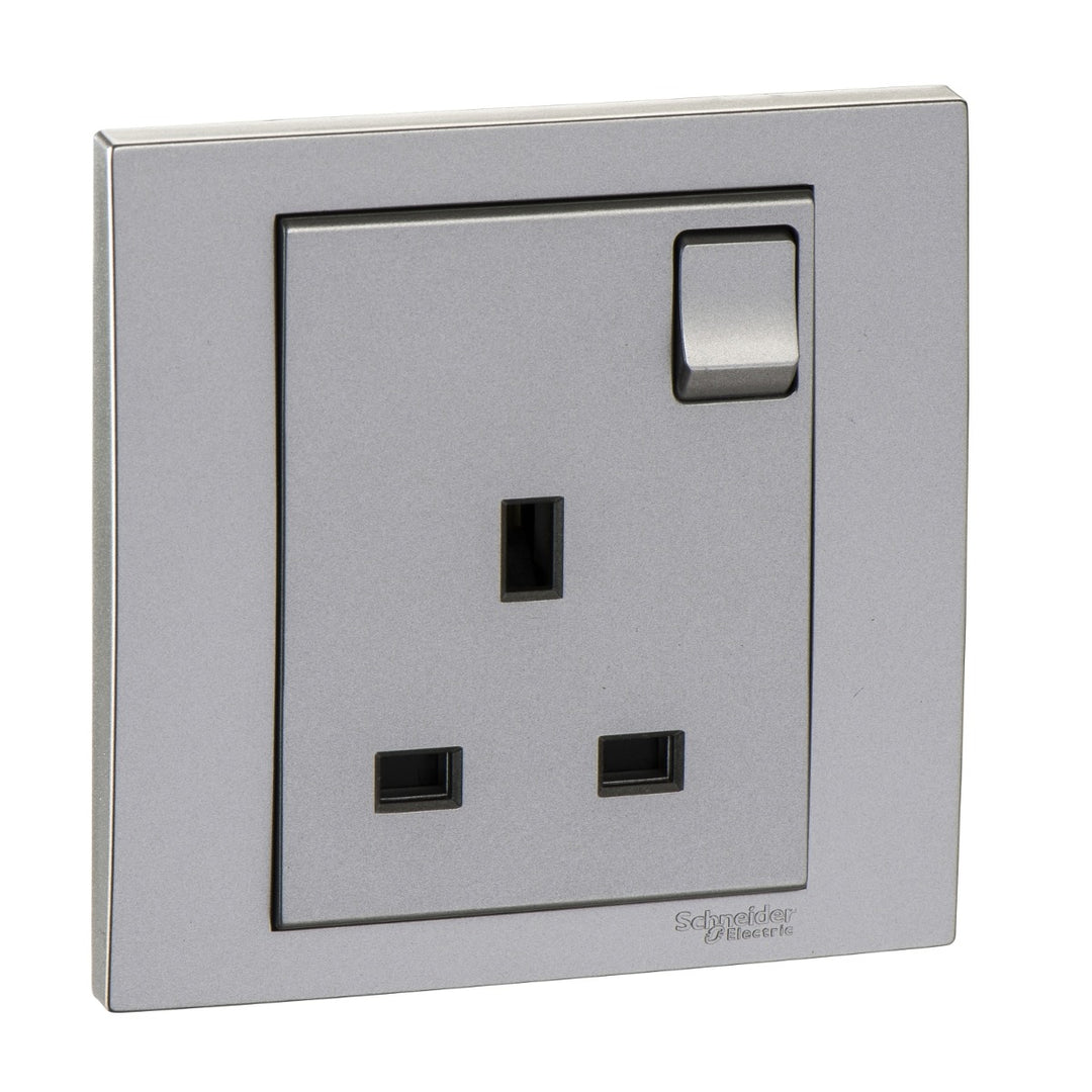 Firefly VIVACE - 13A 250V 1G Switched Skt, AS - Silver Black