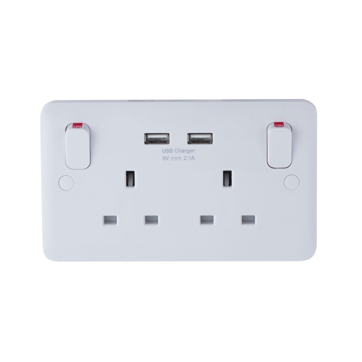 Firefly LISSE 2G Switched Socket with 2 USB 2.1 - White