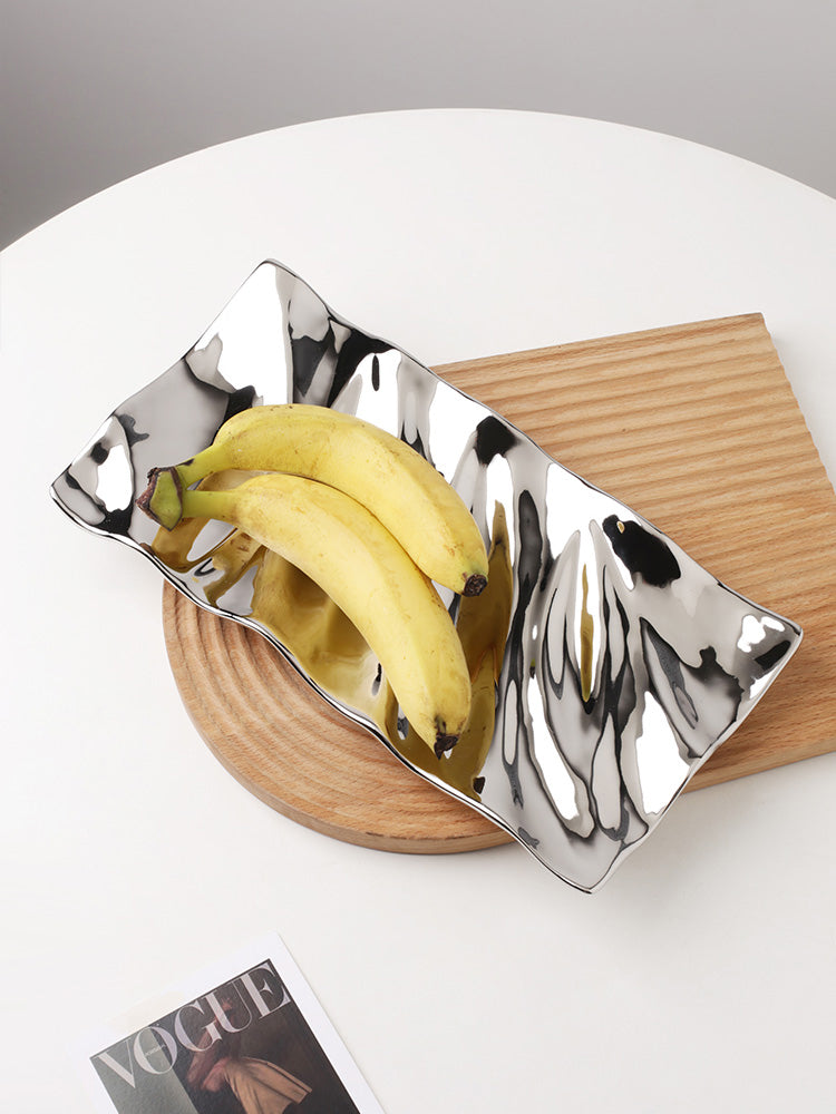 Firefly Shatha Rectangular Wave Fruit Plate - Silver