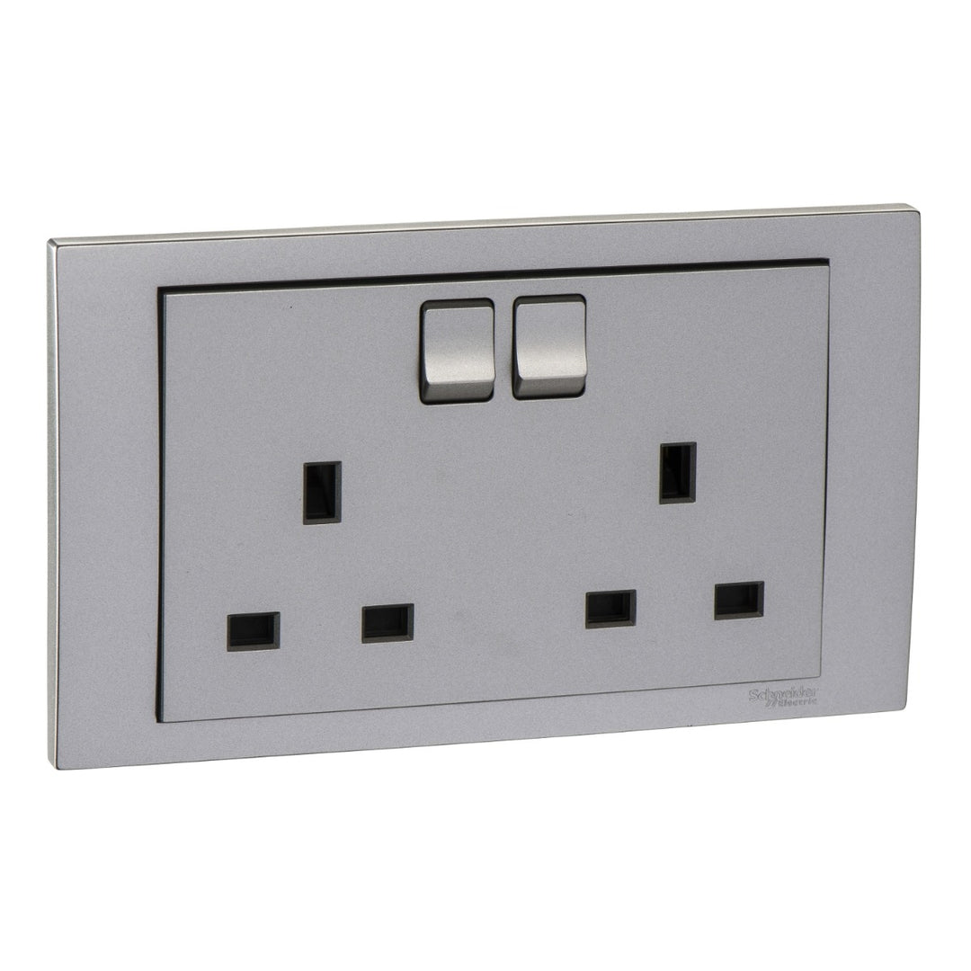 Firefly VIVACE 13A 250V 2G Switched Socket - Silver