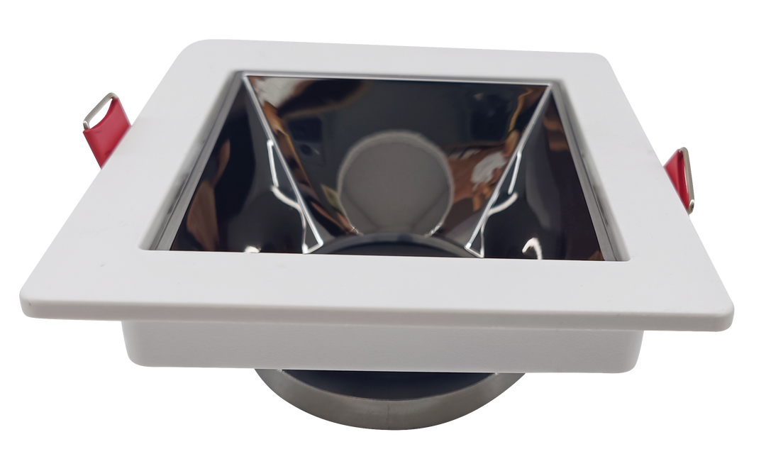 Firefly Housing Light 9L x 9W x 3.7H - Cutout 8L x 8W - White+UV Black Chrome