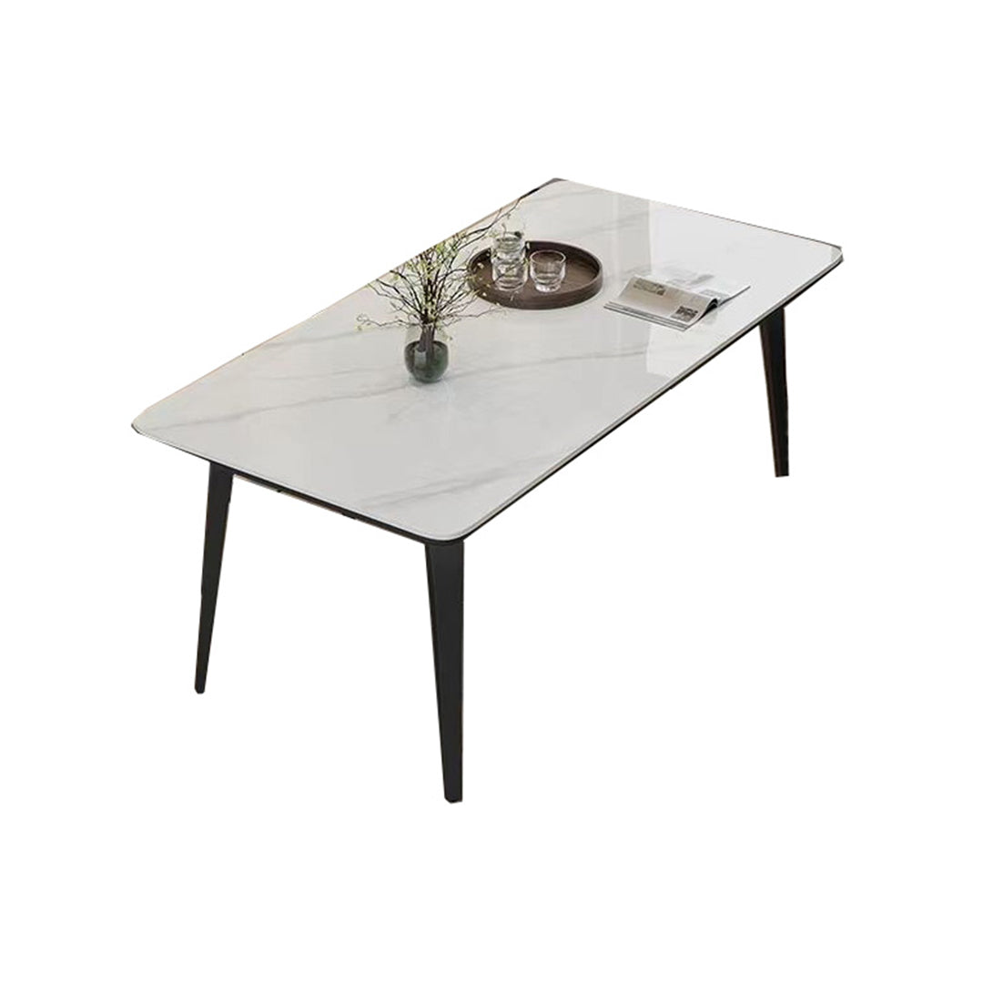  Antonella Rectangular Dining Table - Marble White + Matt Black 80x140x75 CM