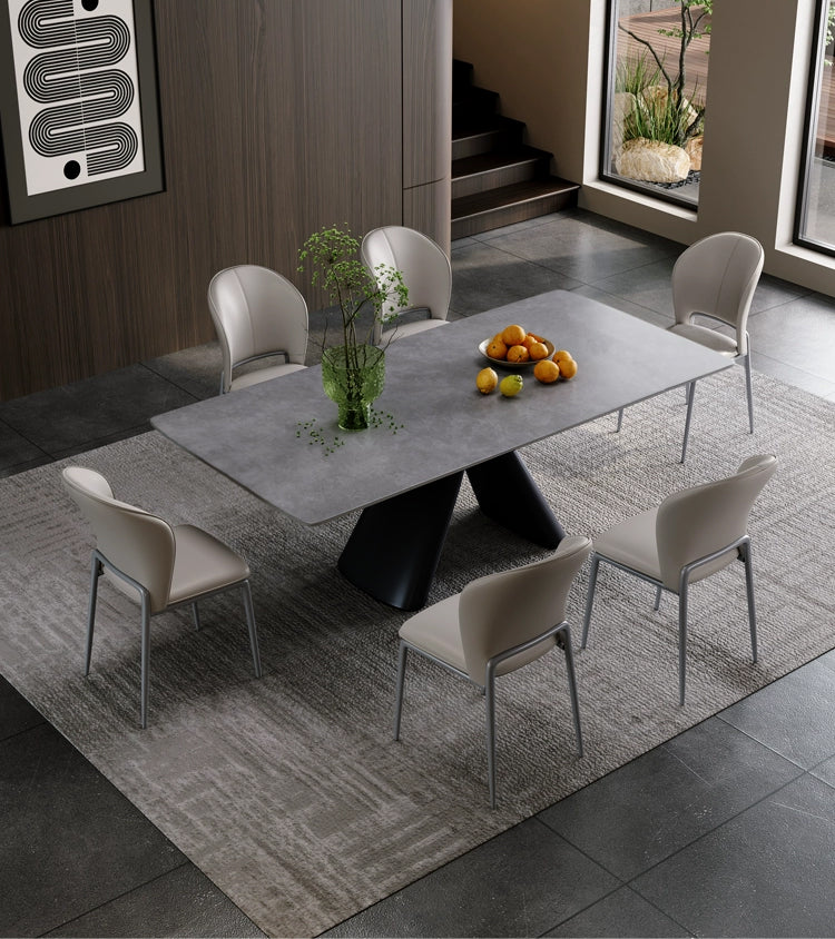 Firefly Liam Rectangular Dining Table - Light Gray / Matt Black