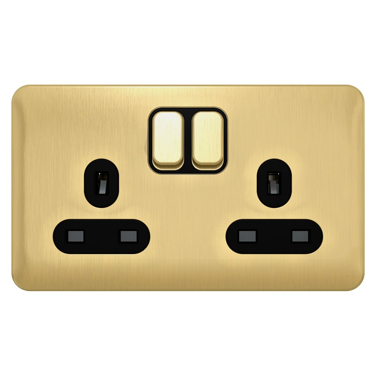 Firefly LISSE 2G 13A Switched Socket - Satin Brass