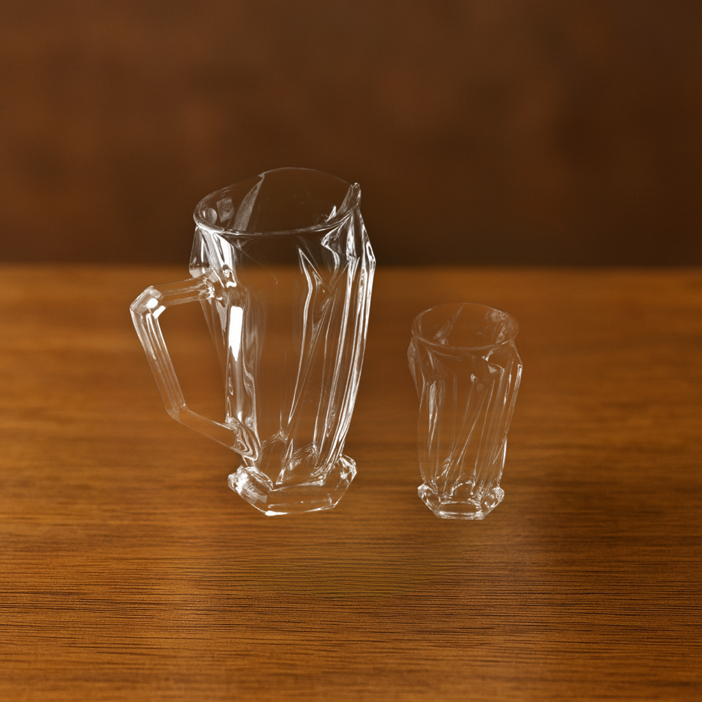Lora Jug Set with 6 Glasses - Transparent Glass