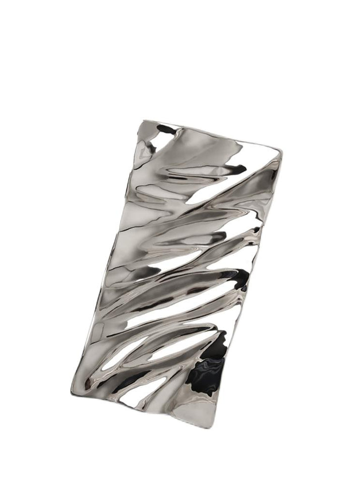 Firefly Shatha Rectangular Wave Fruit Plate - Silver
