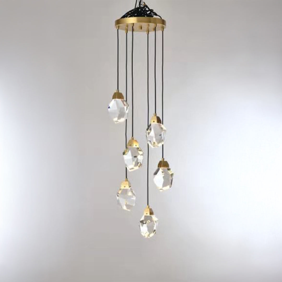 Firefly Pendant Light G4*6 Brass Metal/Clear Crystal