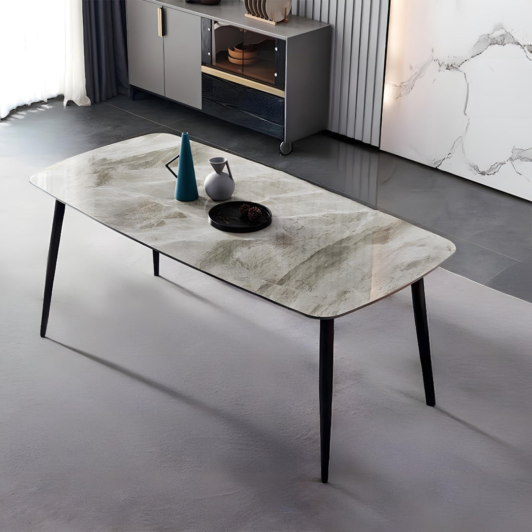 Cooper Dining Table 140×80×75cm - Marble Grey/Black