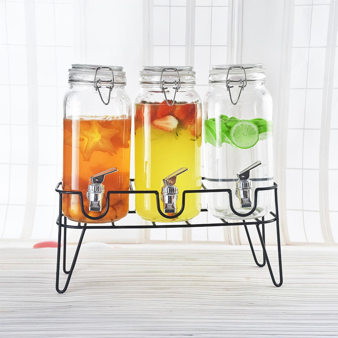KIMBERLY 3PCS BEVERAGE DISPENSER WITH RACK  