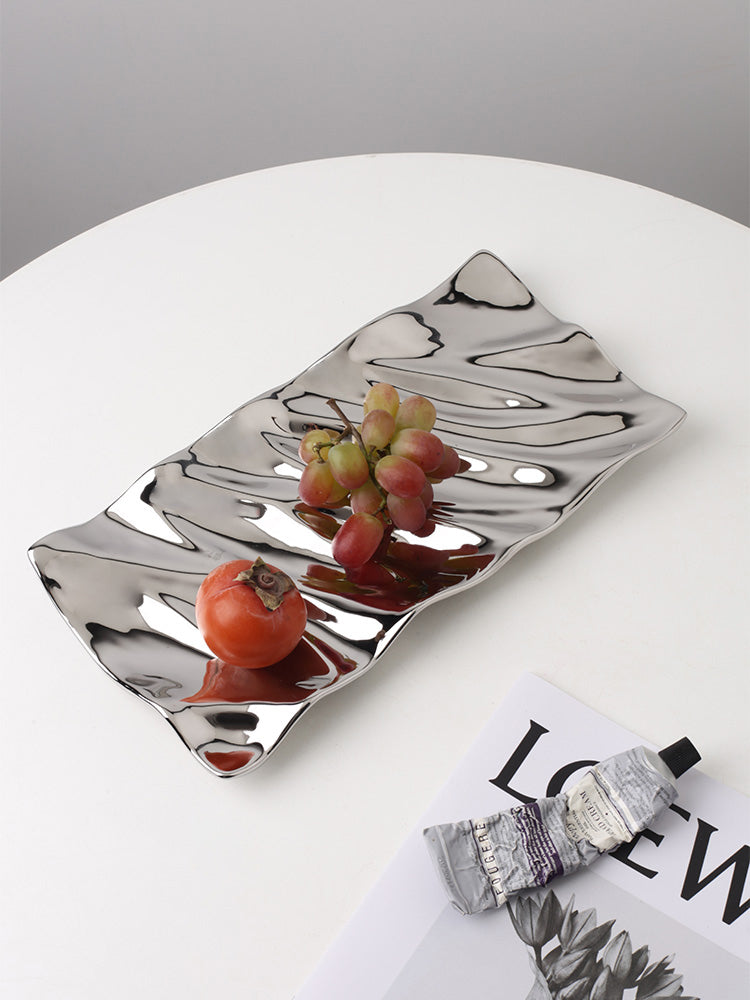 Firefly Shatha Rectangular Wave Fruit Plate - Silver