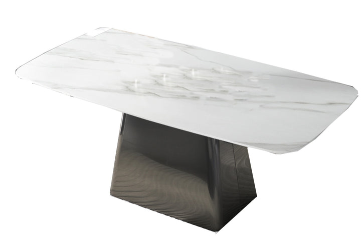 Firefly Andrei Rectangular Dining Table - Marble White / Stainless Steel