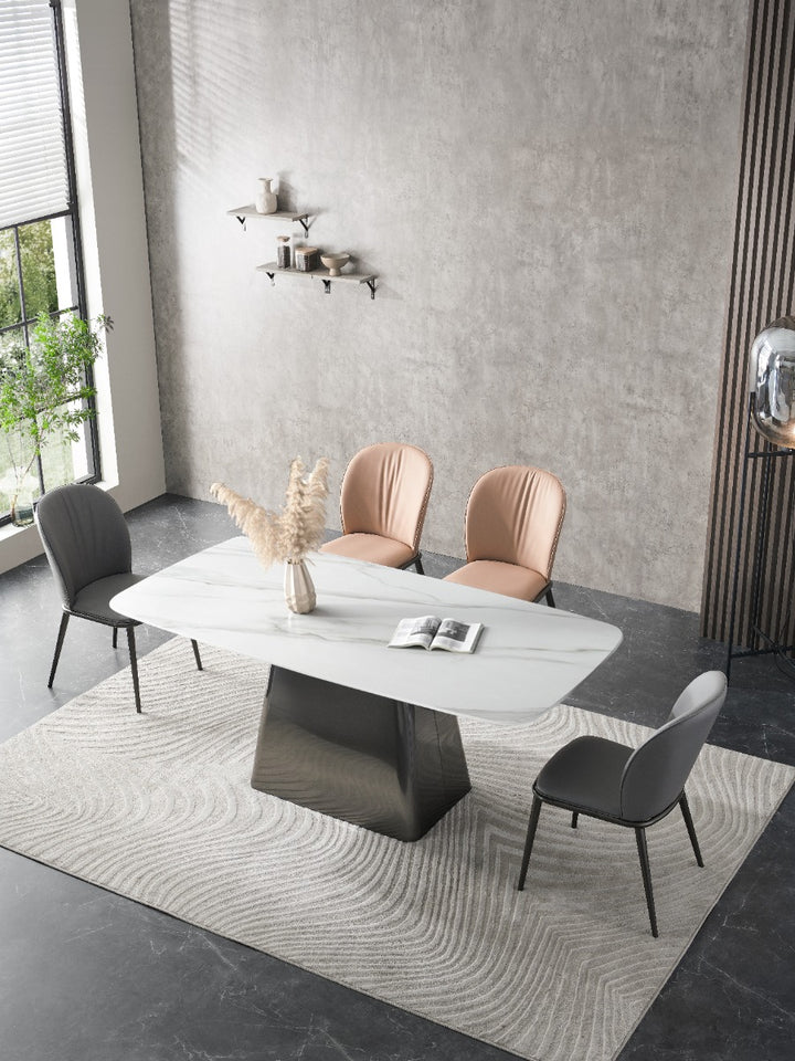Firefly Andrei Rectangular Dining Table - Marble White / Stainless Steel