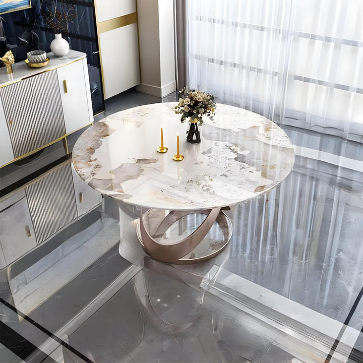 Ezra Round Dining Table 150×75cm - White/Gold
