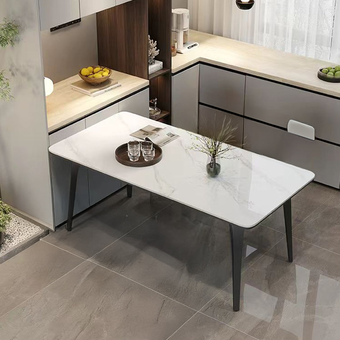  Firefly Antonella Rectangular Dining Table - Marble White + Matt Black 90x180x75 CM
