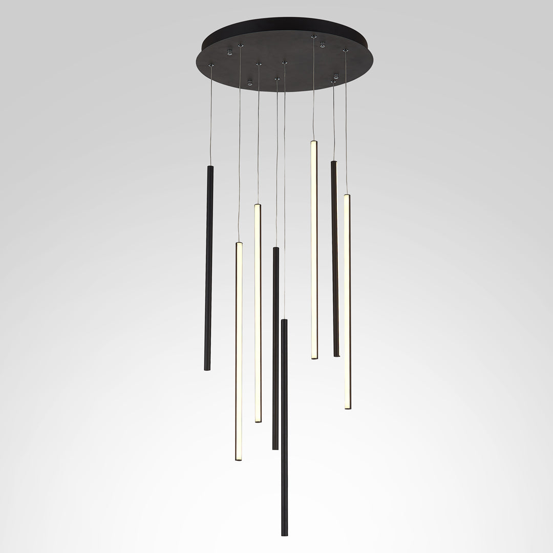 HANGING LIGHT 75W SIZE D480MM(CANOPY)*1000MM 550MM*8PCS BLACK