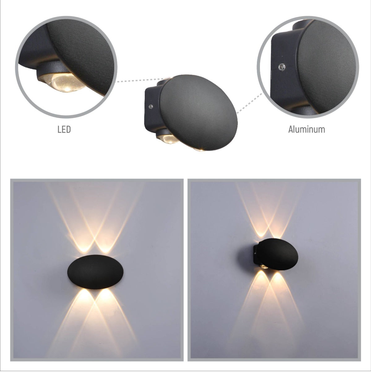 OUTDOOR WALL LIGHT 1W*4  130*80*40mm 3000K IP65 BK ابليك