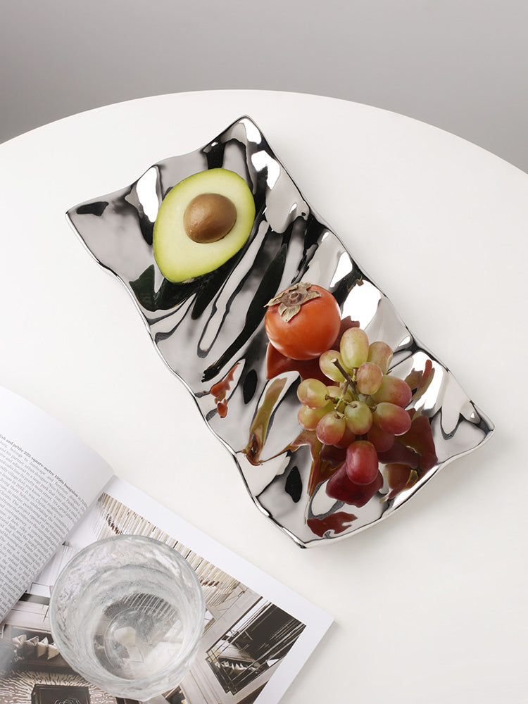 Firefly Shatha Rectangular Wave Fruit Plate - Silver