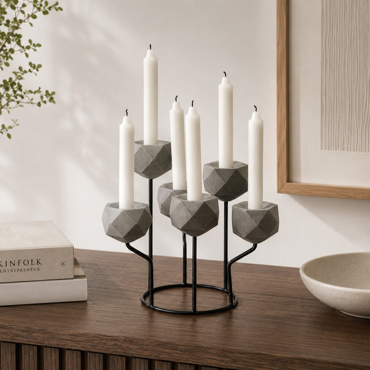 CANDLE HOLDER L29*W29*H26.5 IRON+RESIN حامل شمعة
