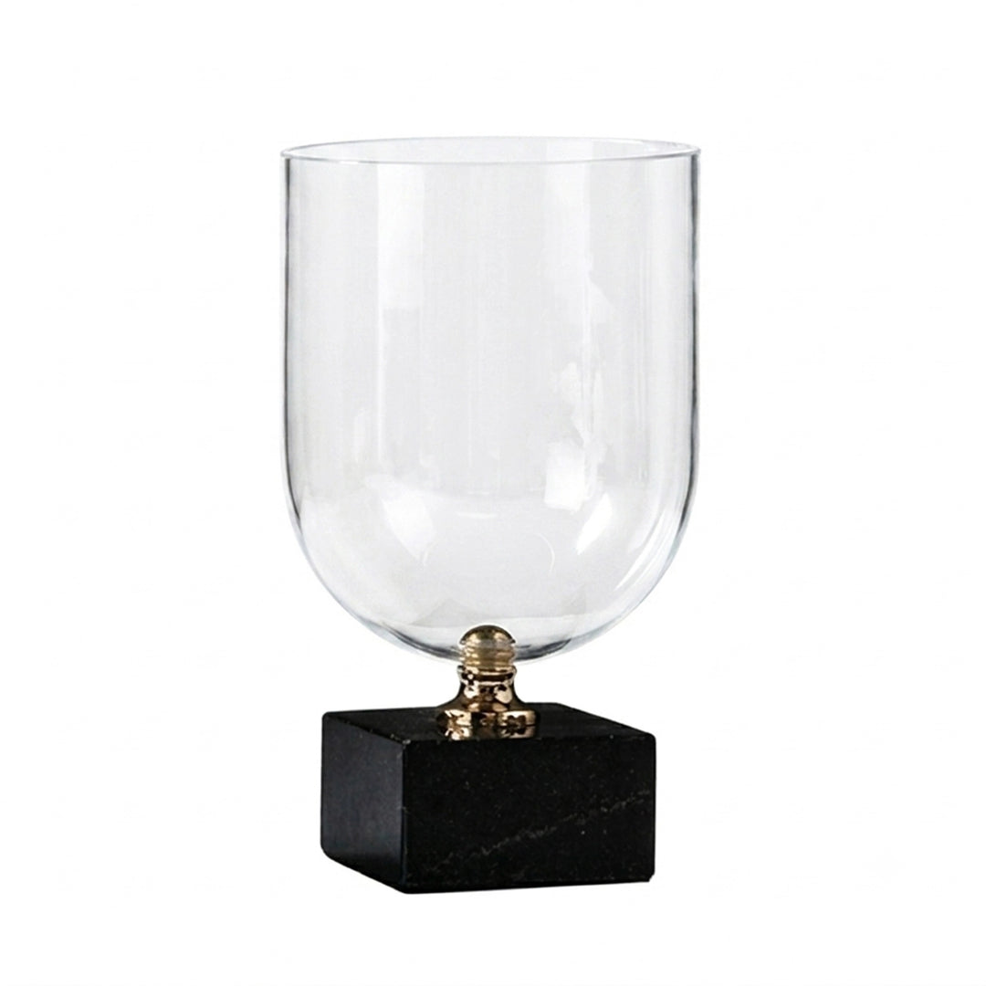 VASE Φ14.5*22CM GLASS+MARBLE فازة
