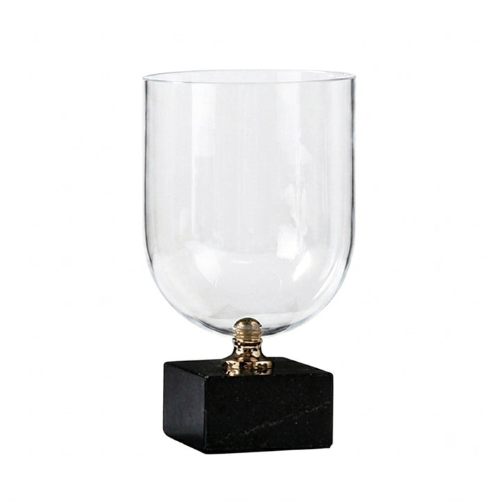 VASE Φ14.5*22CM GLASS+MARBLE فازة