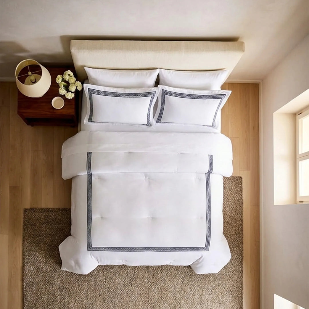 LOEWS KING 1PC COMFORTER 260*240CM FILLING 300GSM 2 PCS PILLOW CASE 50*75+5CM*2 WHT الألحفة