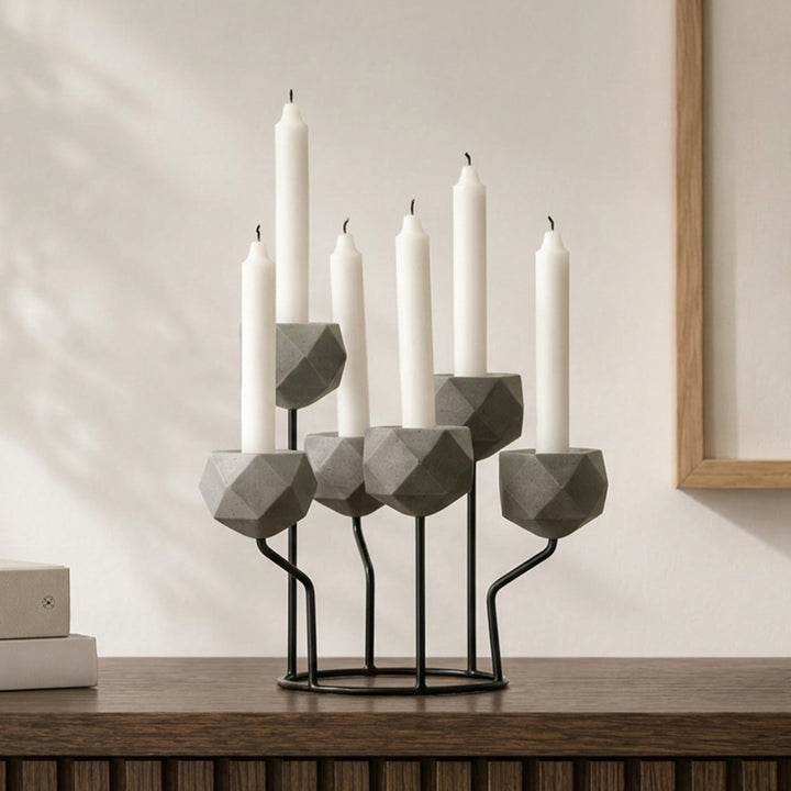 CANDLE HOLDER L29*W29*H26.5 IRON+RESIN حامل شمعة
