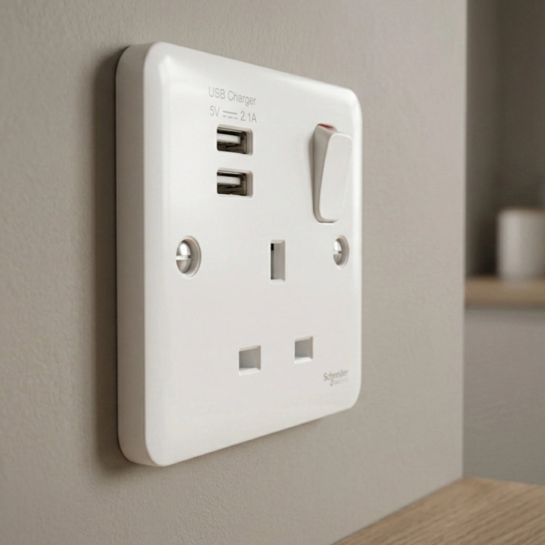  LISSE WH MOULDED SS Comb. 2xUSB SP 2.1A WH