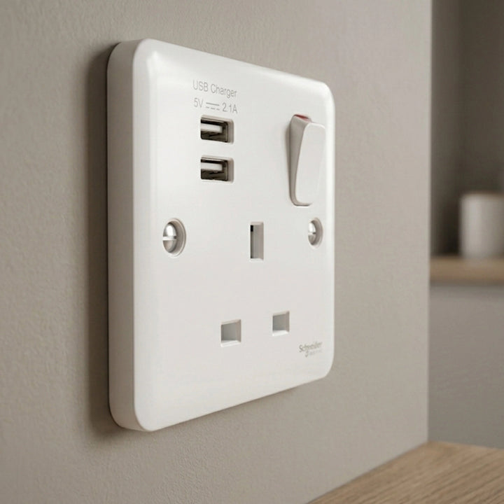  LISSE WH MOULDED SS Comb. 2xUSB SP 2.1A WH
