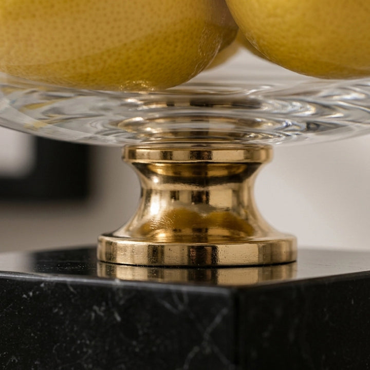 VASE Φ22.5*13CM GLASS+MARBLE فازة