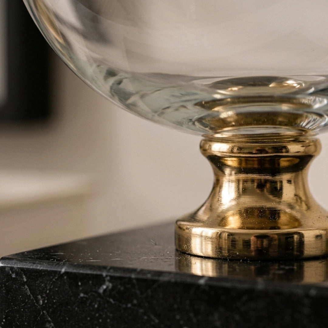 VASE Φ14.5*22CM GLASS+MARBLE فازة