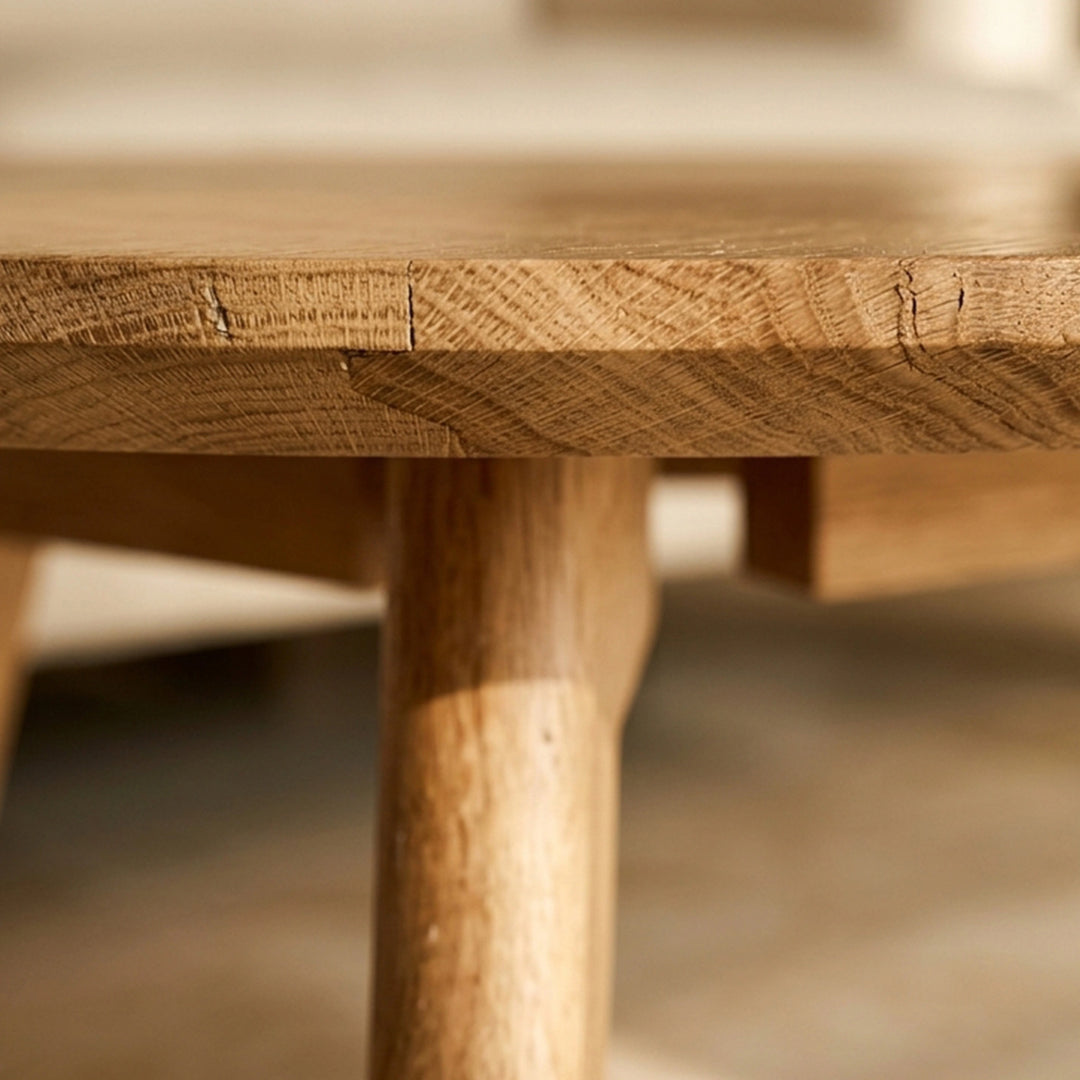 CHARLIZE SIDE TABLE 18MM WOOD GRAIN MDF+THERMAL TRANSFER METAL LEGS Ø 50CM H 60 LIGHT BROWNترابيذه