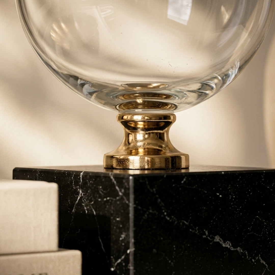 VASE Φ14.5*22CM GLASS+MARBLE فازة