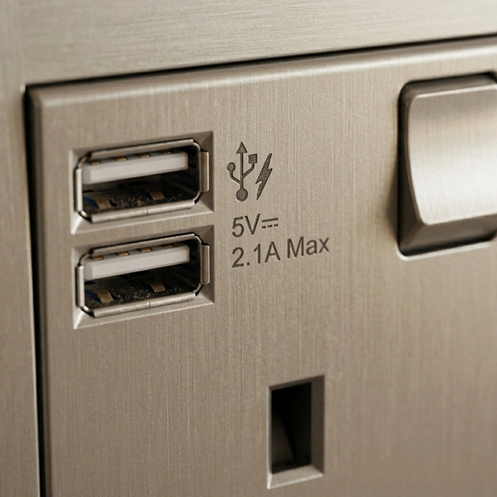  Vivace 13A 1G Sw Socket with 2.1A USB, AS SL VITM Black 