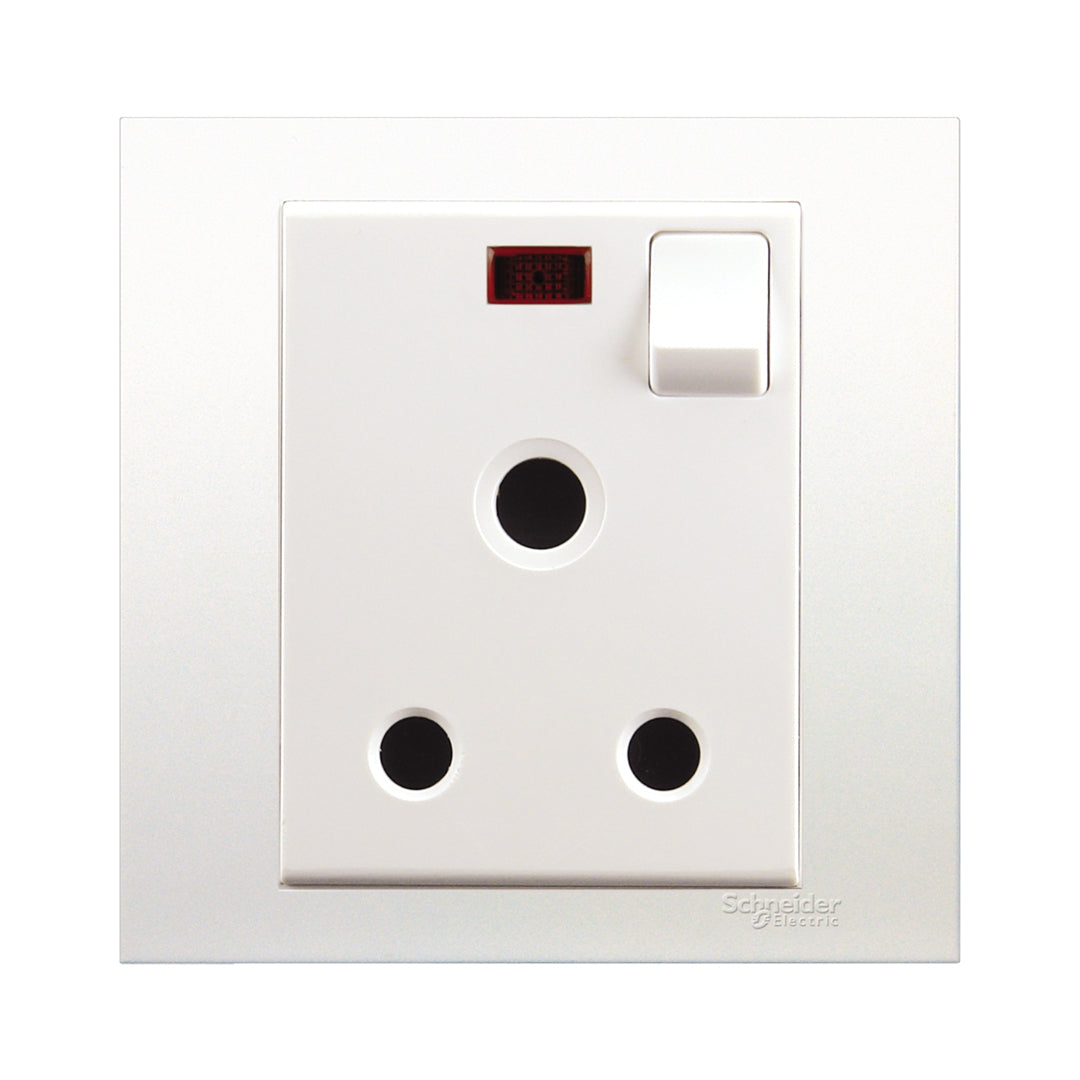 Firefly VIVACE 15A 250V 1G Switched Socket with Neon - White