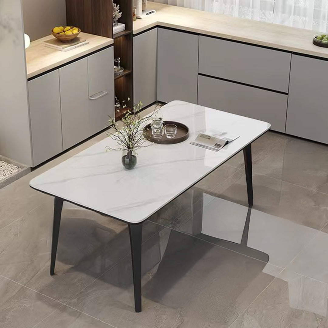 Antonella Rectangular Dining Table - Marble White + Matt Black 80x140x75 CM
