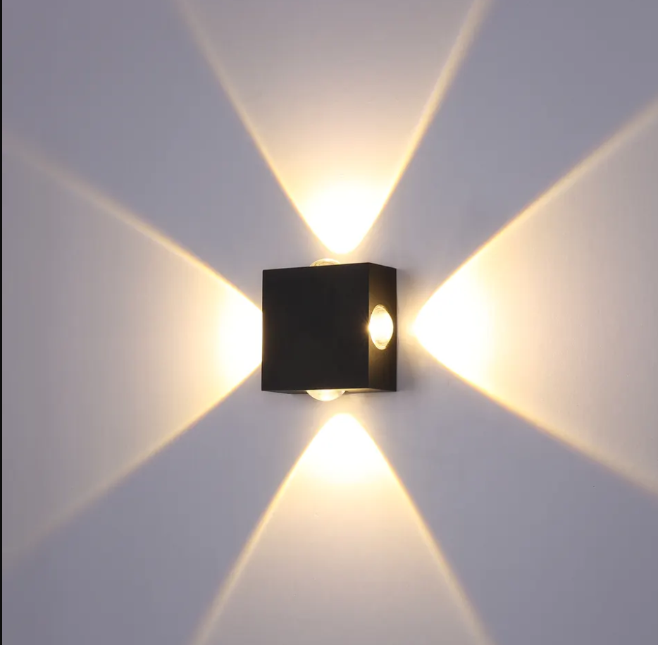 OUTDOOR WALL LIGHT 1W*4  80*80*40mm 3000K IP65 BK ابليك