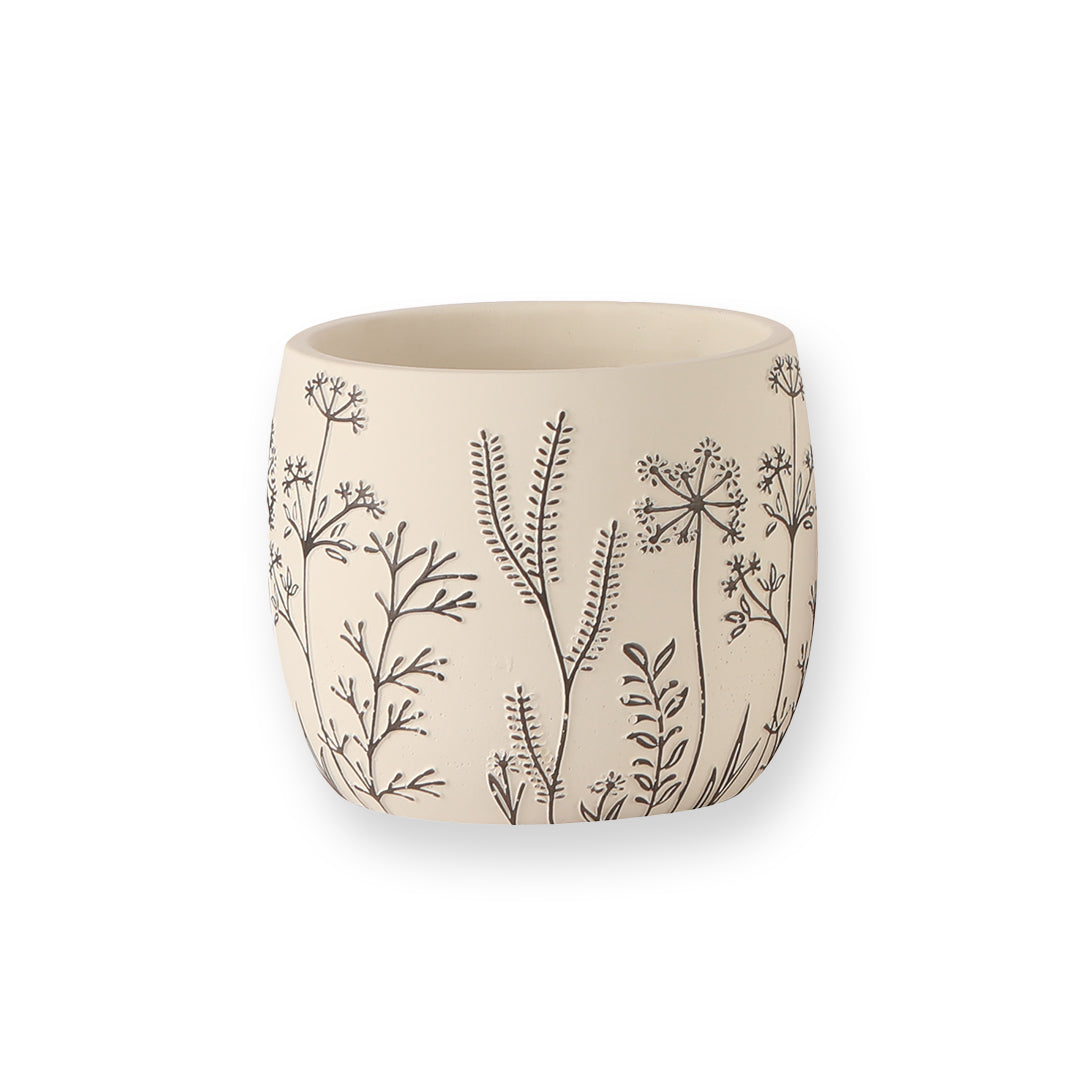 Firefly Sweetie Cement Plant Pot 12×12×10cm - White 