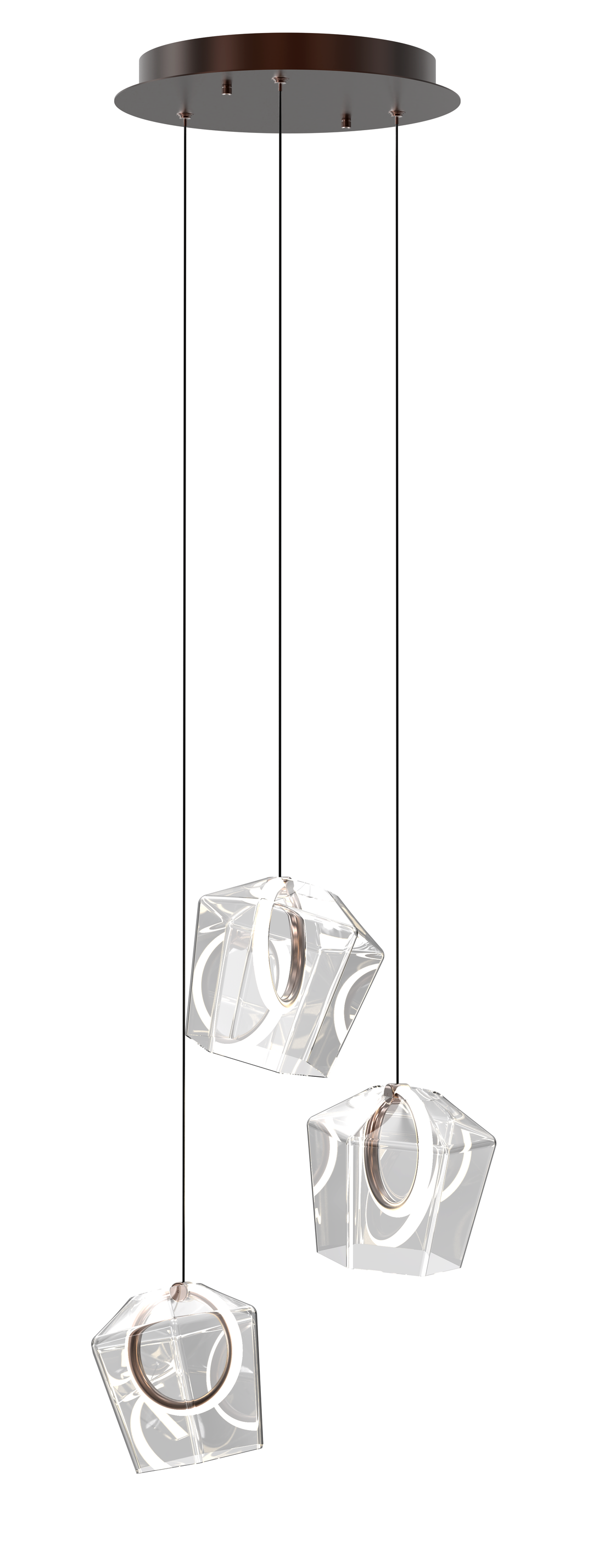 Firefly Pendant Lamp LED 3×6W L35×H700cm Painting Clear Glass - Brown 