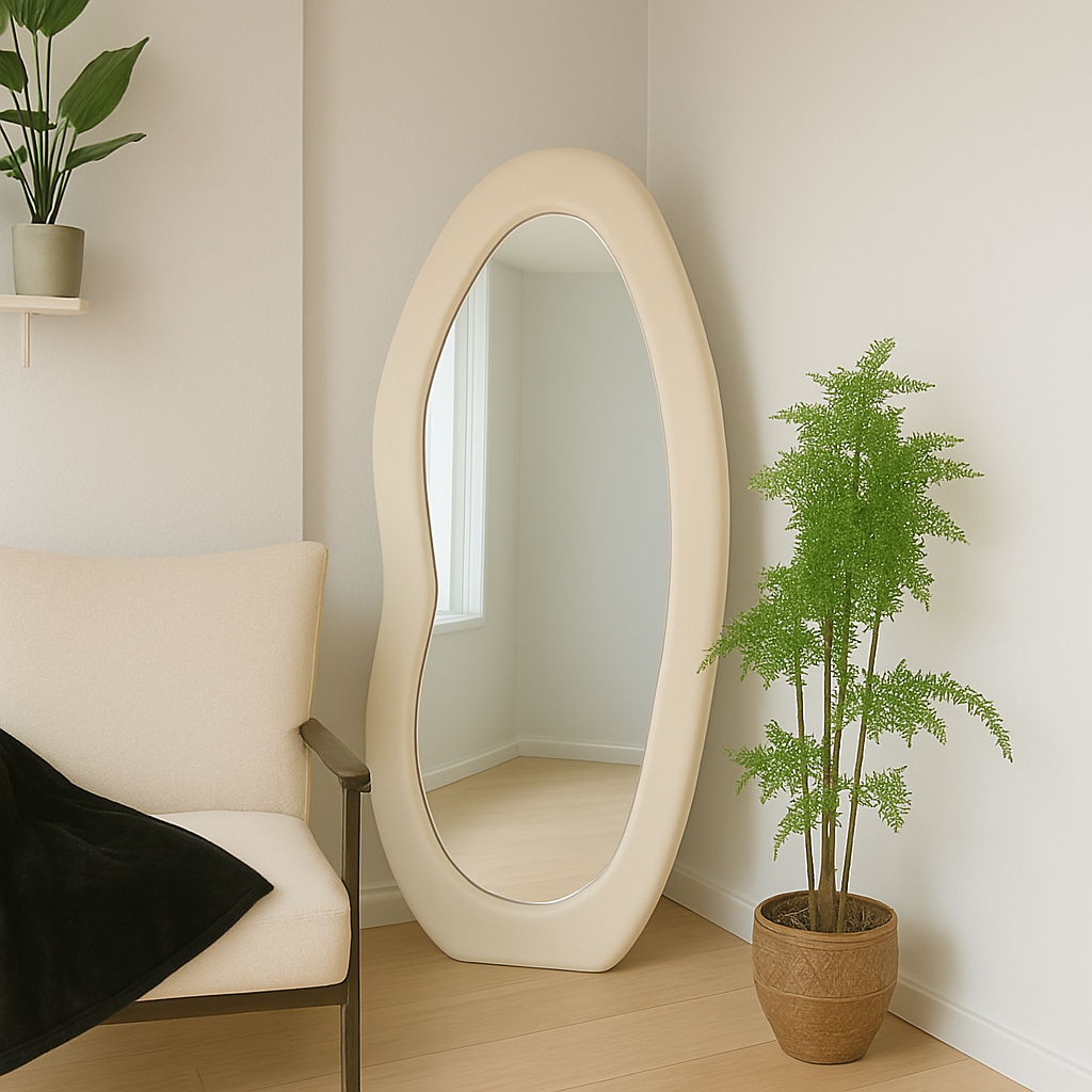Archie Wall Mirror Wavy With Frame - White