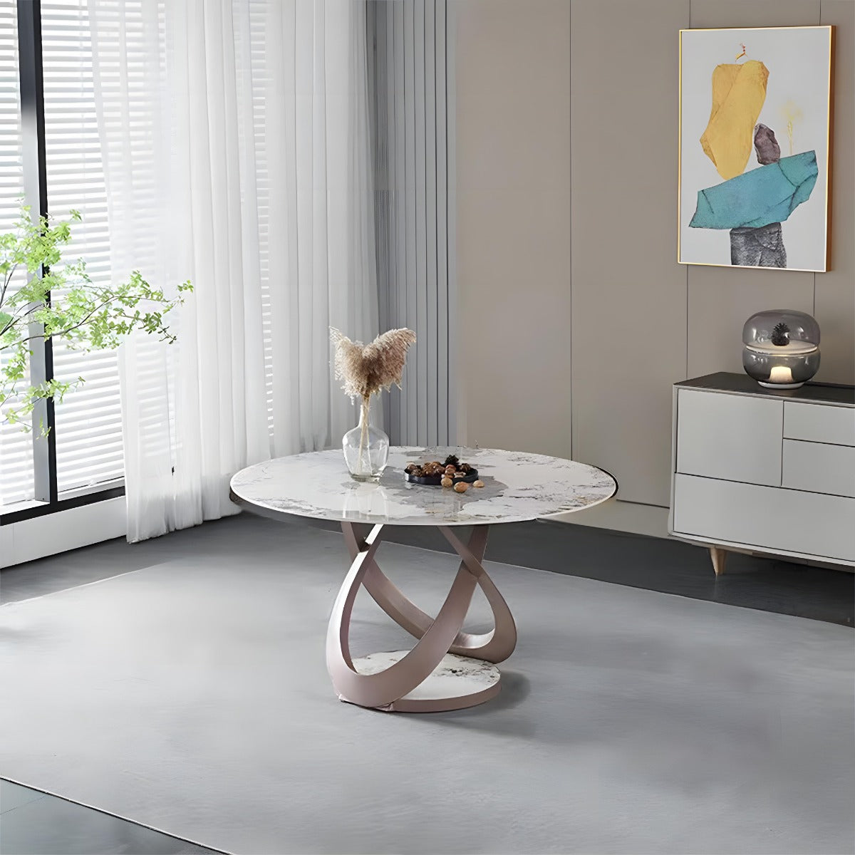 Ezra Round Dining Table 150×75cm - White/Gold