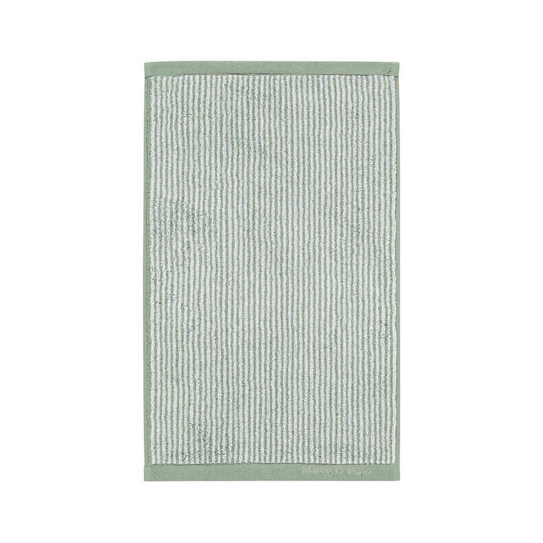 Marc O'Polo Timeless Tone Stripe Green Guest Towel - 30 x 50 cm