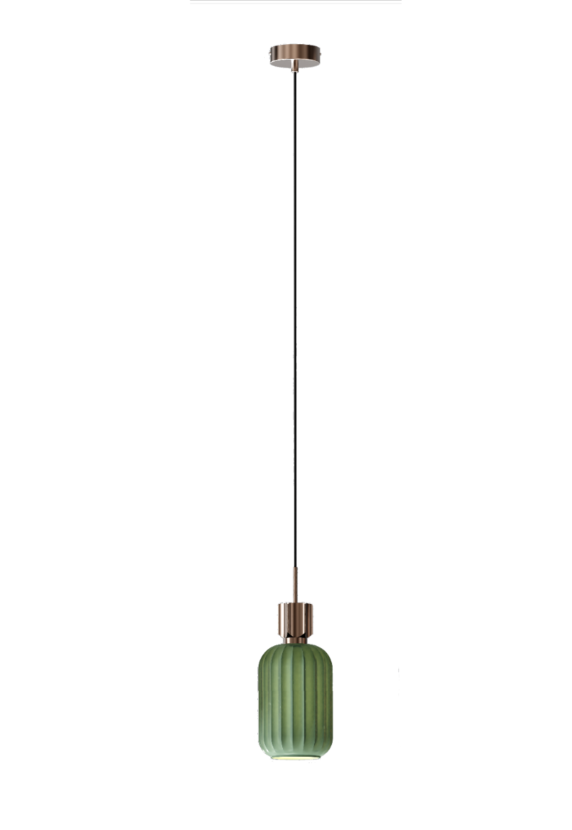Firefly Pendant Lamp E27 1×12W 15cm Green Glass - Gold (Bulb Not Included)